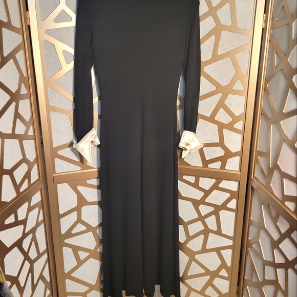 VINTAGE PATRICIA FORGEAL Mesh Sweater Dress with Satin Collar & Cuff - Picture 12 of 16